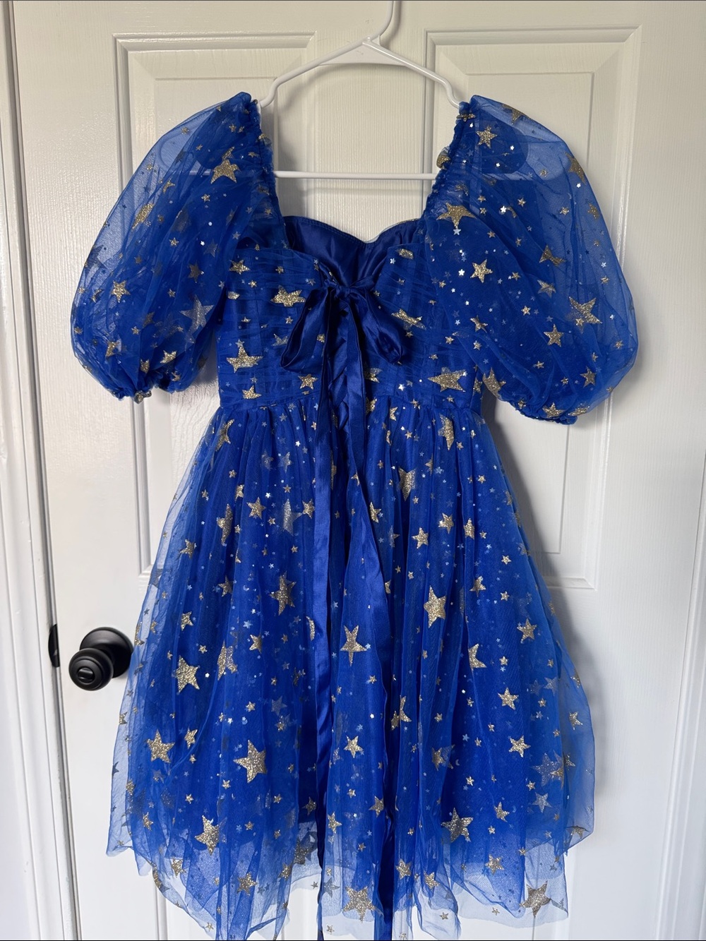 Short Homecoming Dresses Tulle Starry Stars Puffy Sleeve Sweetheart